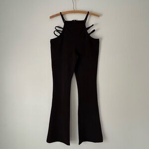 Black Cut Out Women's Flare Pants